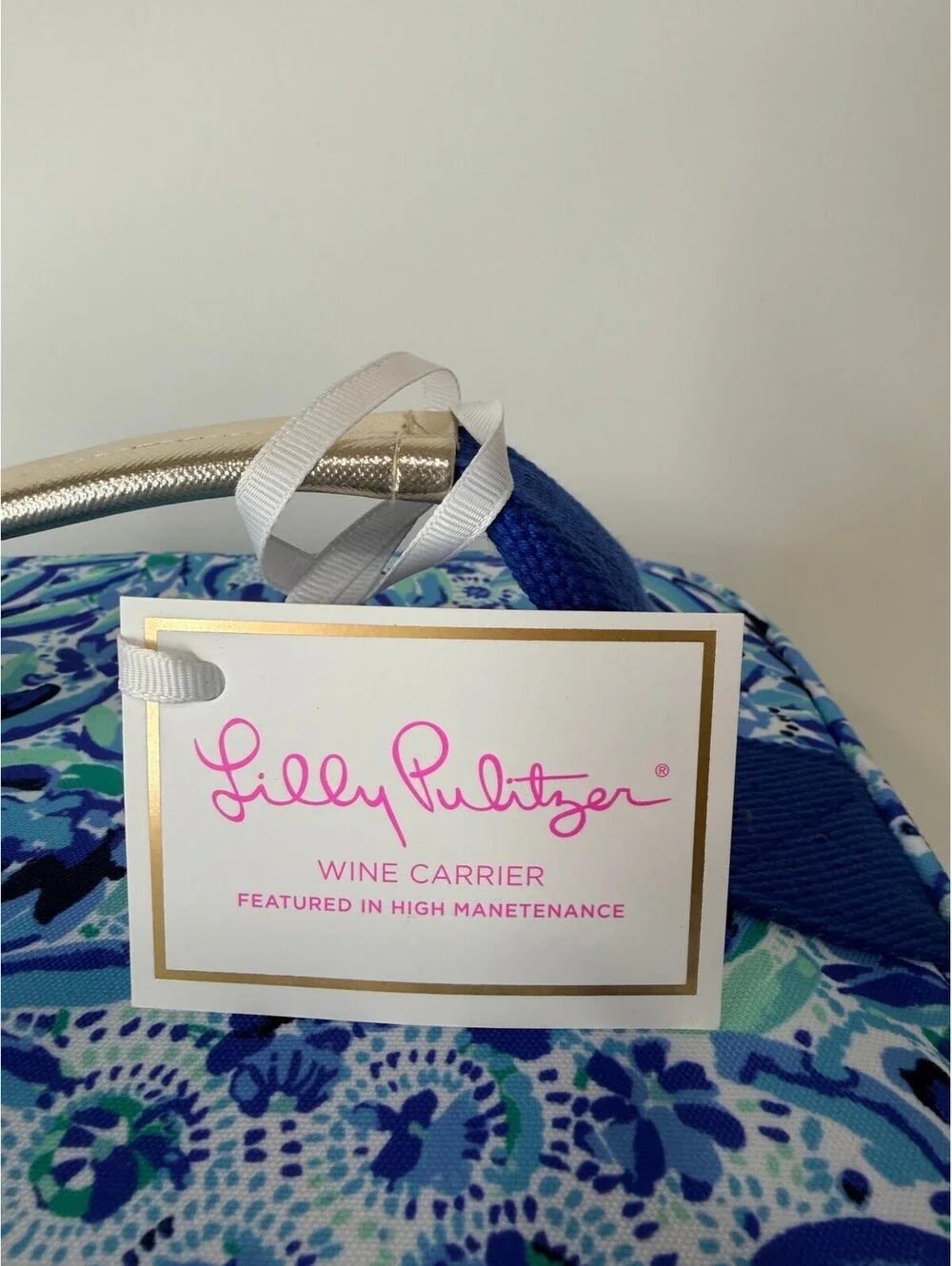 Lilly Pulitzer insulated cooler tote wine carrier bag blue floral
